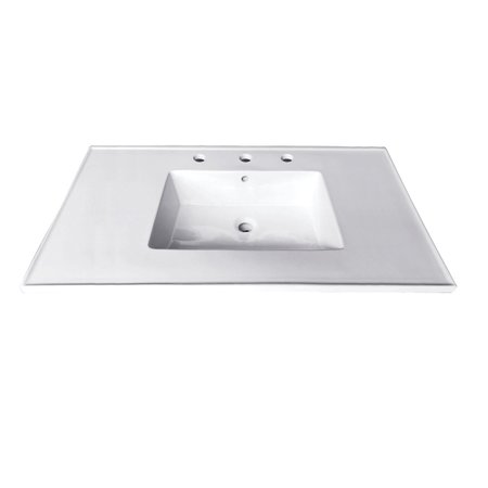 FAUCETURE Continental 31"x22" Ceramic Vanity Top W/ Integrated Basin 3H, White LBT31227W38